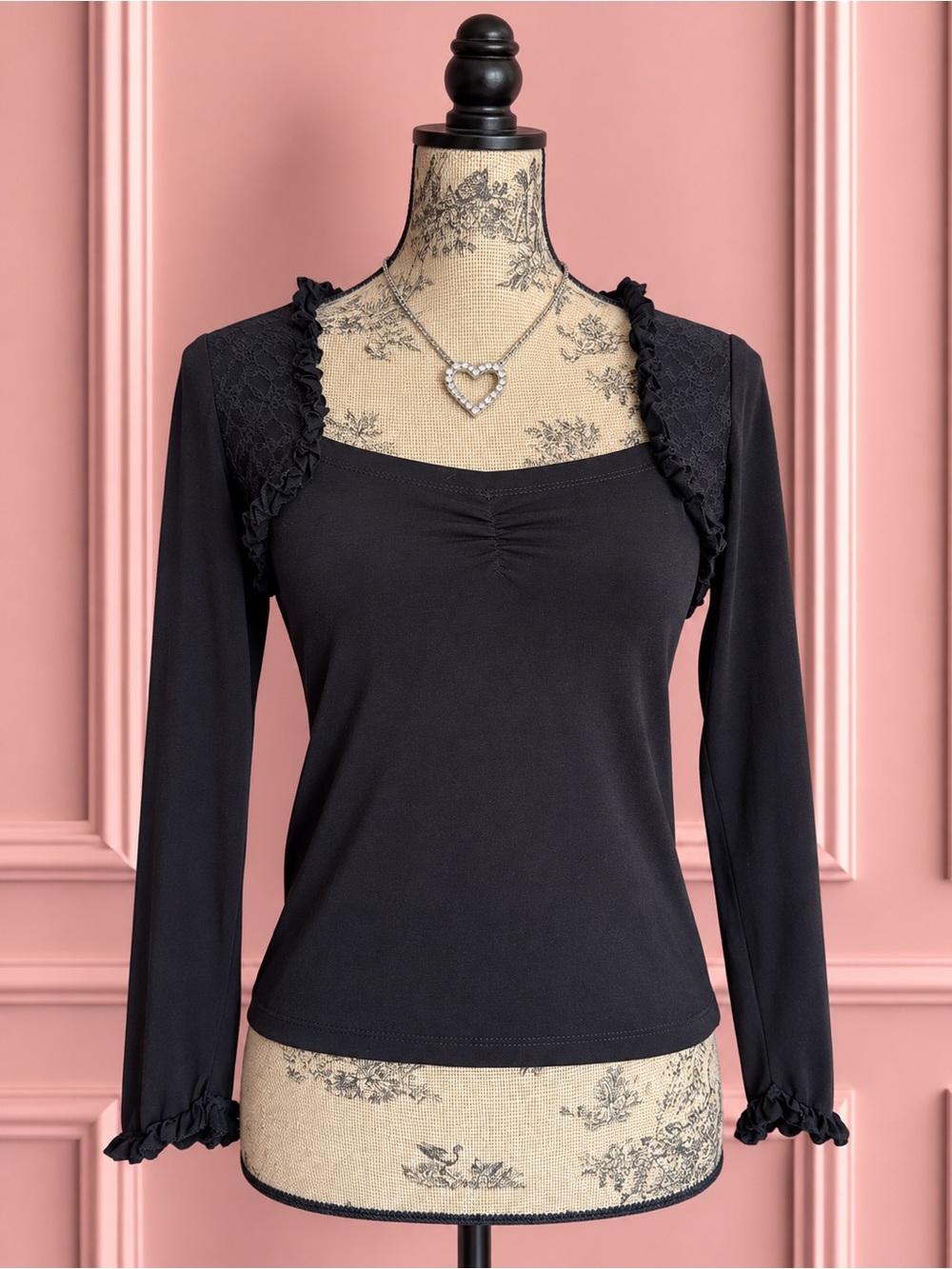Y2K Black Long Sleeve Shrug Top Size S/M